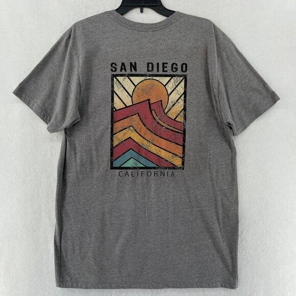 San Diego California Shirt Men's Sz L Gray Graphic Crew Neck Regular Fit Pacific - Picture 2 of 11